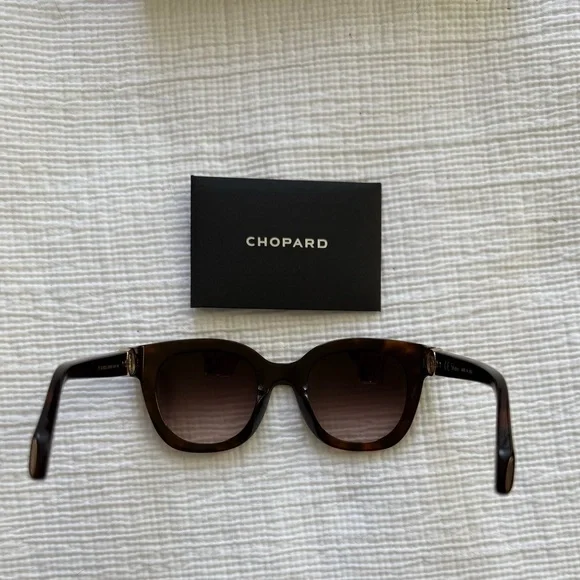 NWT Chopard Brown Sunglasses with Floating Diamonds and Gold Accents - Picture 10 of 13